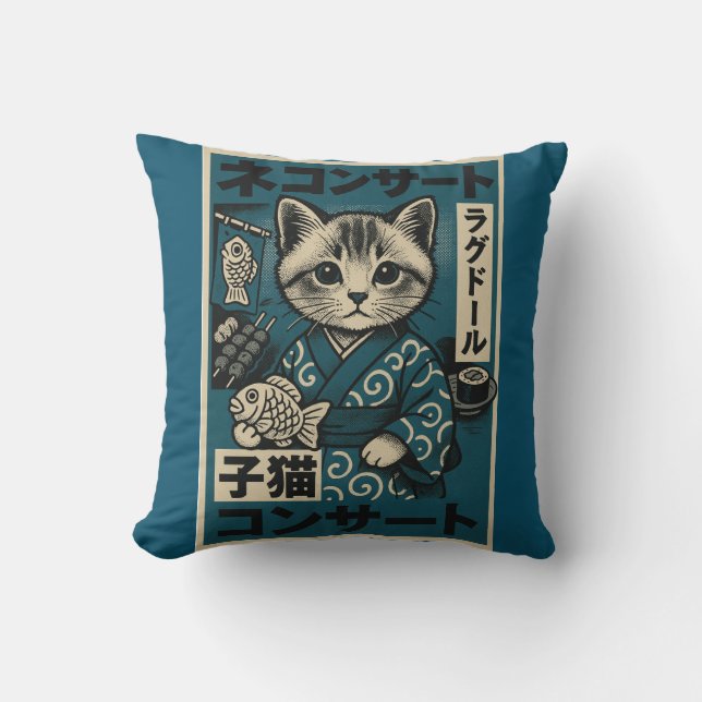 Neko Noodle Nights Kussen (Voorkant)