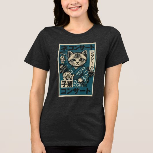 Neko Noodle Nights Tri-Blend Shirt (Voorkant)