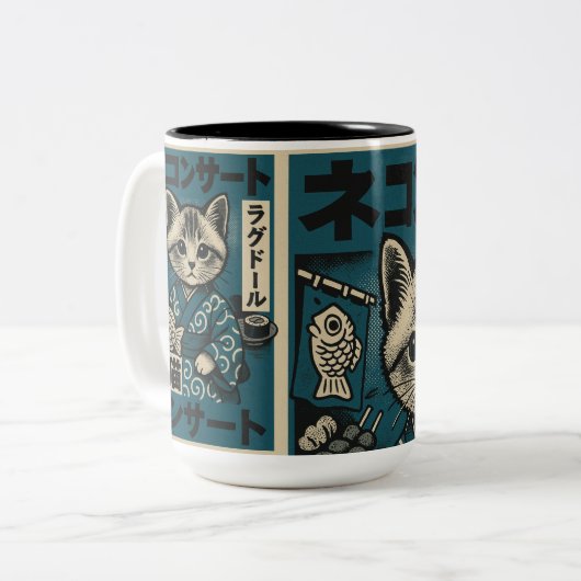 Neko Noodle Nights Tweekleurige Koffiemok (Voorkant links)