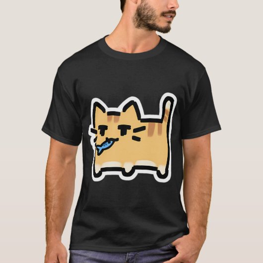 Neko - Oranje Tabby Met Vis T-shirt (Voorkant)