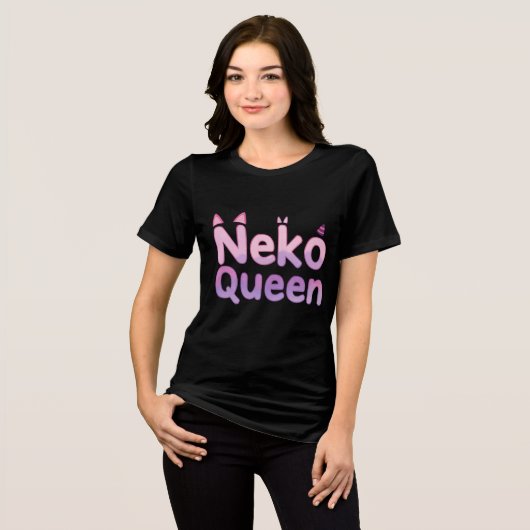 Neko Queen Anime Cat Lover Tri-Blend Shirt (Voorkant volledig)