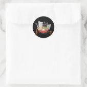 Neko Ramen cat Ronde Sticker (Tas)