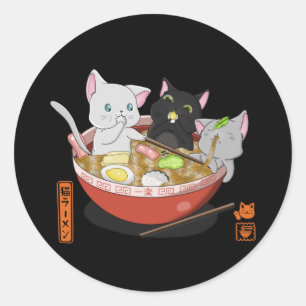 Neko Ramen cat Ronde Sticker