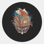 Neko Ramen Ronde Sticker (Voorkant)