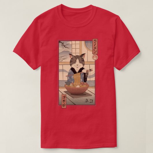 Neko Ramen Ukiyoe T-shirt (Design voorkant)