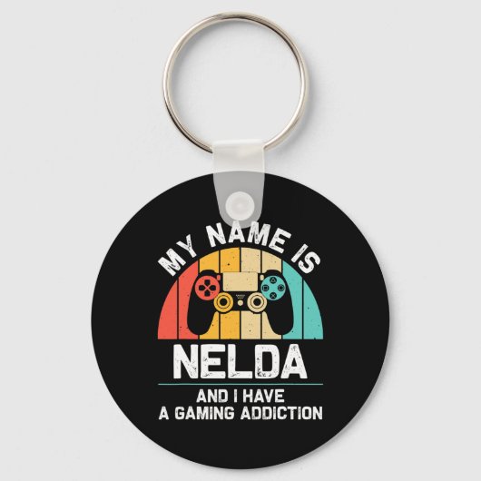 Nelda Cadeau Naam Gepersonaliseerd Grappig Gamen G Sleutelhanger (Voorkant)