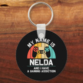 Nelda Cadeau Naam Gepersonaliseerd Grappig Gamen G Sleutelhanger (Voorkant)