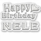 Nele Happy Birthday silver Aufkleber Sticker (Voorkant)