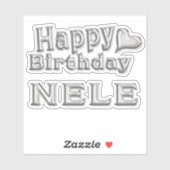 Nele Happy Birthday silver Aufkleber Sticker (Vel)