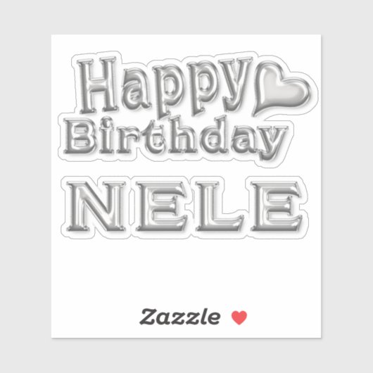 Nele Happy Birthday silver Aufkleber Sticker (Vel)