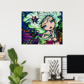 Nelli Mermaid Tropical Fantasy Art Poster (Thuiskantoor)