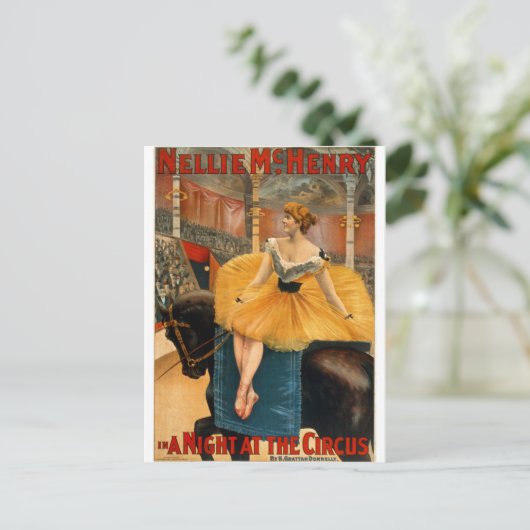Nellie McHenry in een nacht bij de Circus Briefkaart (Staand voorkant)