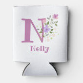 Nelly Naam met een bloemendesign Blikjeskoeler (Voorkant)