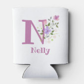 Nelly Naam met een bloemendesign Blikjeskoeler (Achterkant)