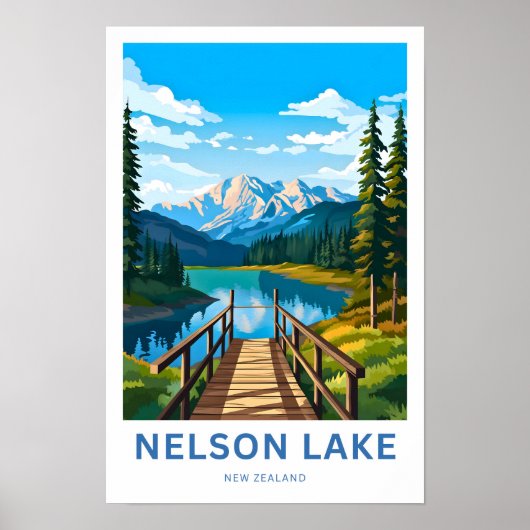 Nelson Lake Nieuw-Zeeland Reisposter Poster (Voorkant)