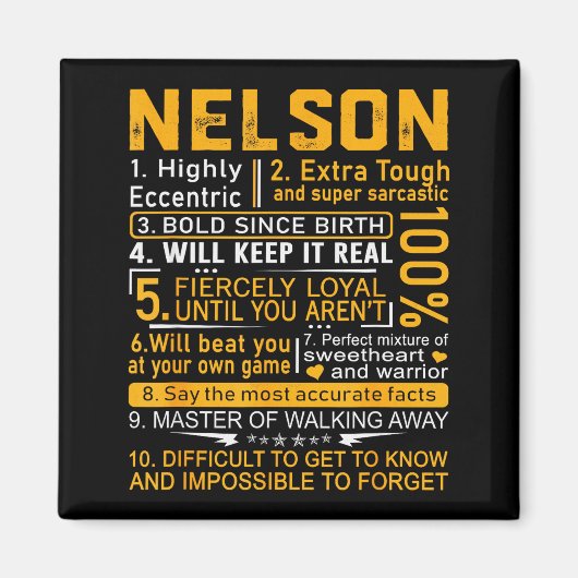 Nelson Name Shirt D Nelson Last Name  Magneet (Voorkant)