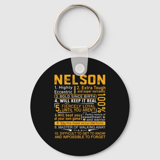 Nelson Name Shirt D Nelson Last Name Sleutelhanger (Voorkant)