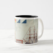 Nelson's signaal op Trafalgar Tweekleurige Koffiemok (Voorkant rechts)