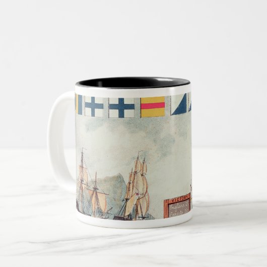 Nelson's signaal op Trafalgar Tweekleurige Koffiemok (Voorkant links)