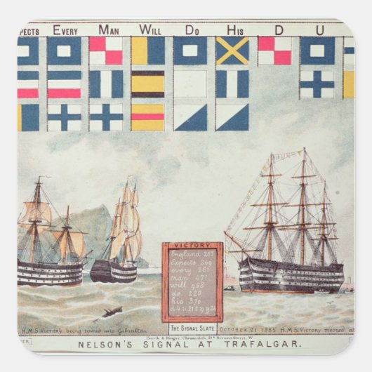 Nelson's signaal op Trafalgar Vierkante Sticker (Voorkant)