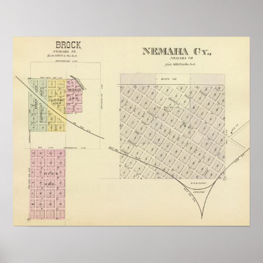 Nemaha Cy en Brock, Nebraska Poster (Voorkant)