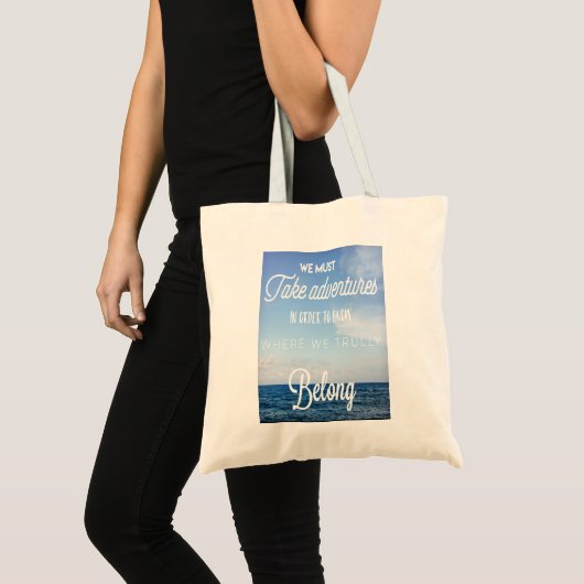 nemen en avontuur, canvas tas met motivatie (Voorkant (product))