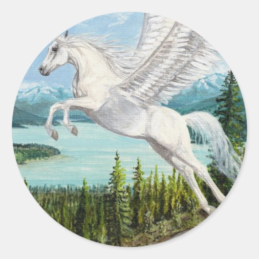 Nemen van Vlucht Pegasus paard fantasie stickers (Voorkant)