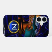 NEMES /HYPER ANDROID, Blauwe Sciencefiction Monogr iPhone 16 Hoesje (Achterkant horizontaal)