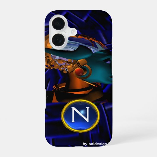NEMES /HYPER ANDROID, Blauwe Sciencefiction Monogr iPhone 16 Hoesje (Achterkant)