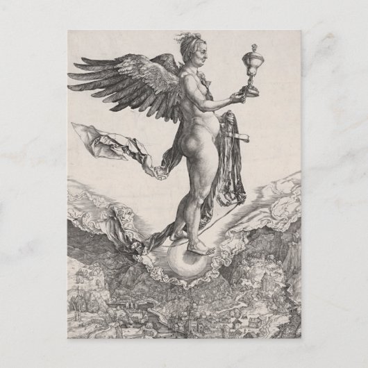 Nemesis, gegraveerd door Albrecht Durer Briefkaart (Voorkant)