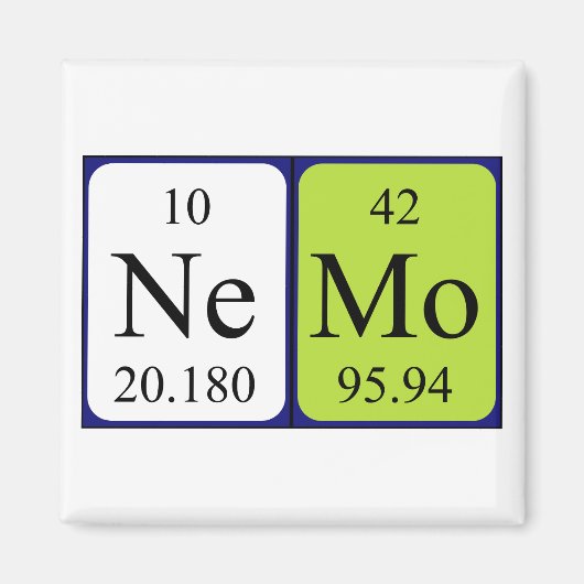 Nemo periodieke table name magnet (Voorkant)