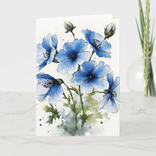 Nemophila - Waterverf bloemen Kaart (Voorkant)