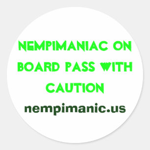 Nempimaniac aan boord pas met voorzichtigheid, nem ronde sticker