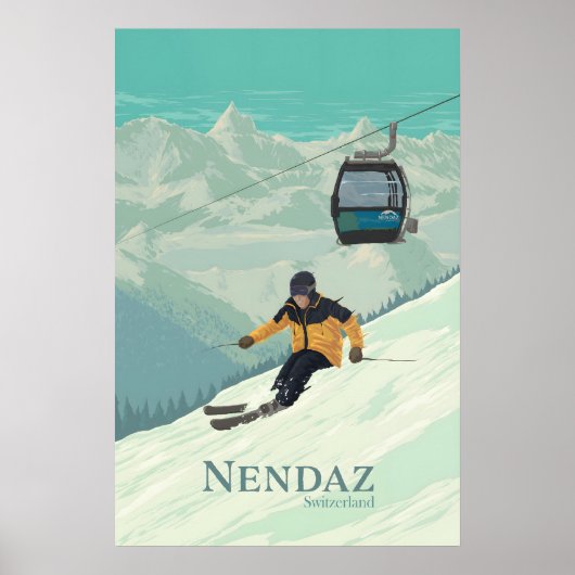 Nendaz Zwitserland Skigebied Reisposter Poster (Voorkant)
