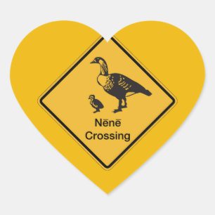Nene Crossing, Traffic Warning Sign, Hawaii, Veren Hart Sticker