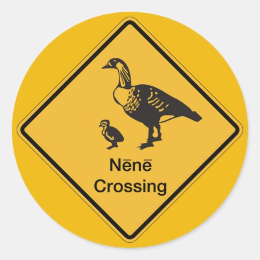 Nene Crossing, Traffic Warning Sign, Hawaii, Veren Ronde Sticker (Voorkant)