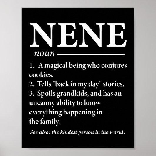Nene Definitie Grappige Oma Poster (Voorkant)