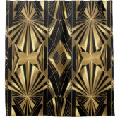 Neo Art Deco Black Gold Geometric Gatsby Douchegordijn (Voorkant)