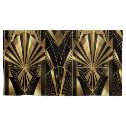 Neo Art Deco Black Gold Geometric Gatsby  Kussensloop (Voorkant-Links)