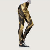 Neo Art Deco Black Gold Geometric Gatsby  Leggings (Rechts)