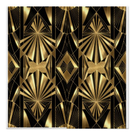 Neo Art Deco Black Gold Geometric Gatsby  Perfect Poster