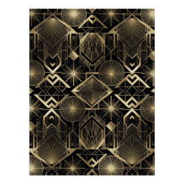 Neo Art Deco Black Gold Geometric Vintage Gatsby  Perfect Poster