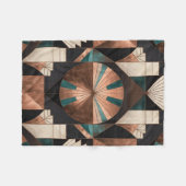 Neo Art Deco Geometric Teal Copper Gold Sunburst Fleece Deken (Voorkant (Horizontaal))
