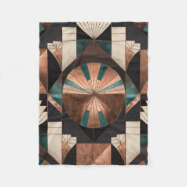 Neo Art Deco Geometric Teal Copper Gold Sunburst Fleece Deken