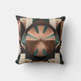 Neo Art Deco Geometric Teal Copper Gold Sunburst Kussen