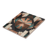 Neo Art Deco Geometric Teal Copper Gold Sunburst Tegeltje (Zijkant)