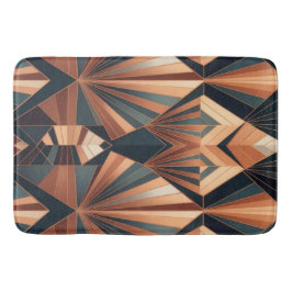 Neo Art Deco Teal Copper Geometric Sunburst Badmat