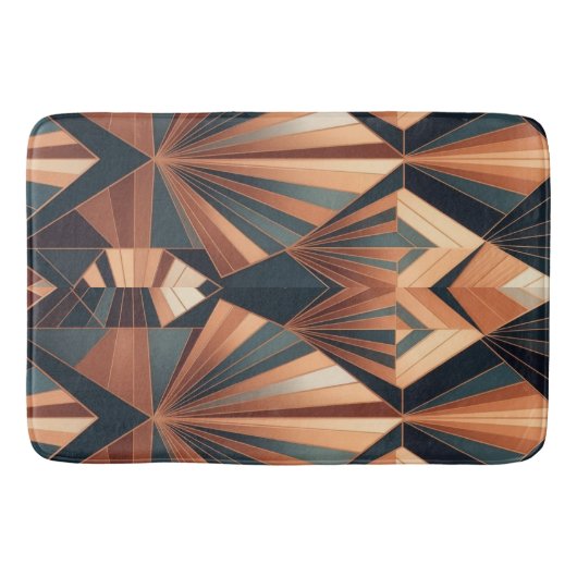 Neo Art Deco Teal Copper Geometric Sunburst Badmat (Voorkant)