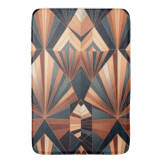 Neo Art Deco Teal Copper Geometric Sunburst Badmat (Voorkant Verticaal)