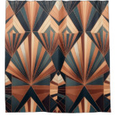 Neo Art Deco Teal Copper Geometric Sunburst Douchegordijn (Voorkant)